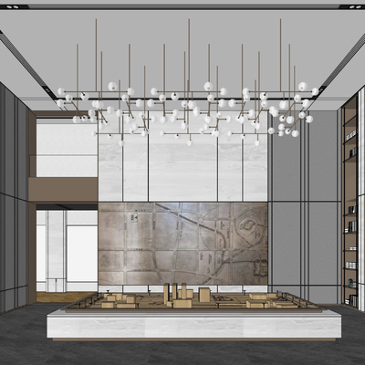  现代售楼处沙盘区su模型 