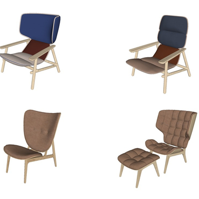  现代布艺休闲躺椅su模型 