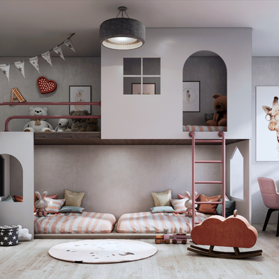  北欧儿童房su模型 