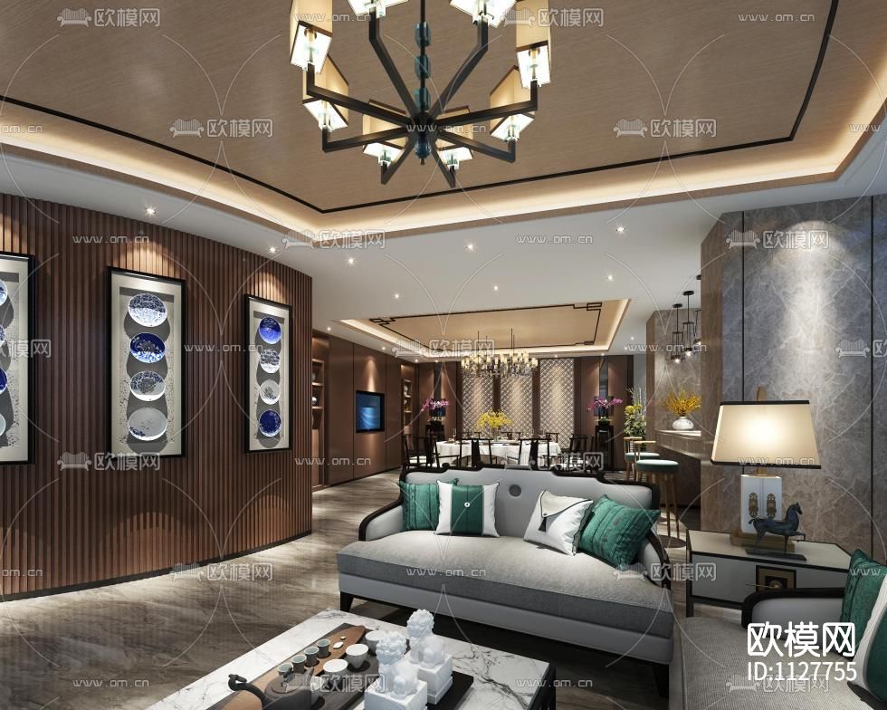 新中式餐厅包间下载（渲染图8）