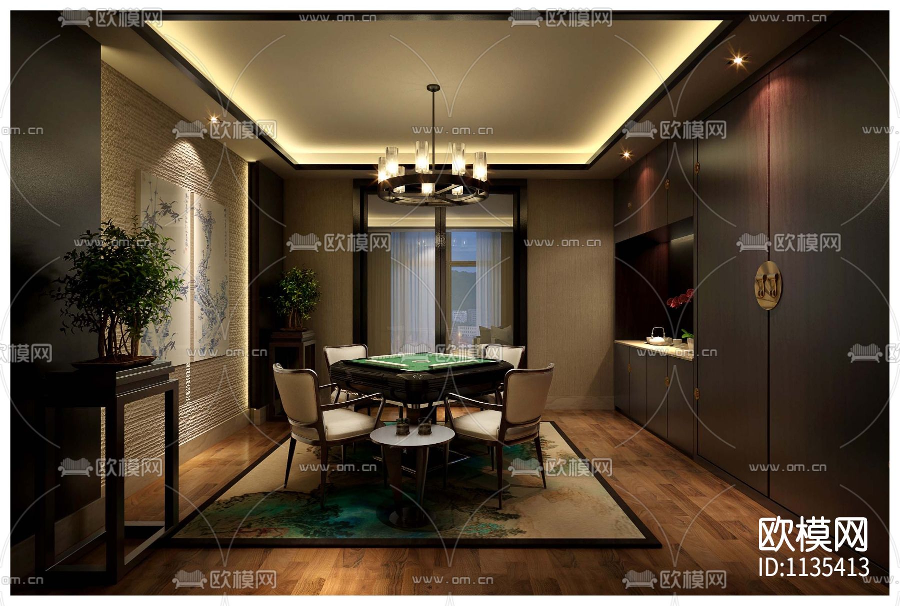 茶空间 中式古典禅意茶楼茶吧会所丨效果图+CAD施工图下载（渲染图2）