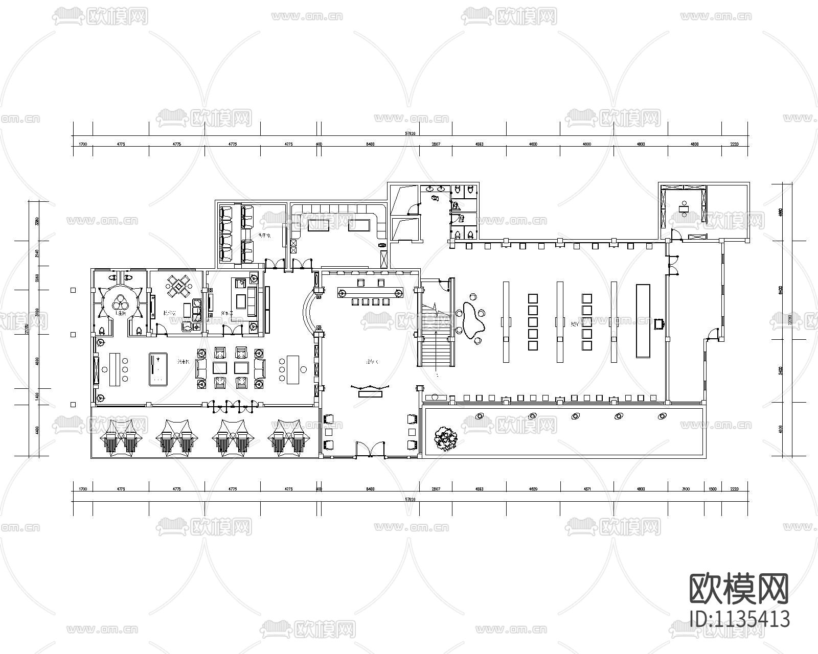 茶空间 中式古典禅意茶楼茶吧会所丨效果图+CAD施工图下载（渲染图3）