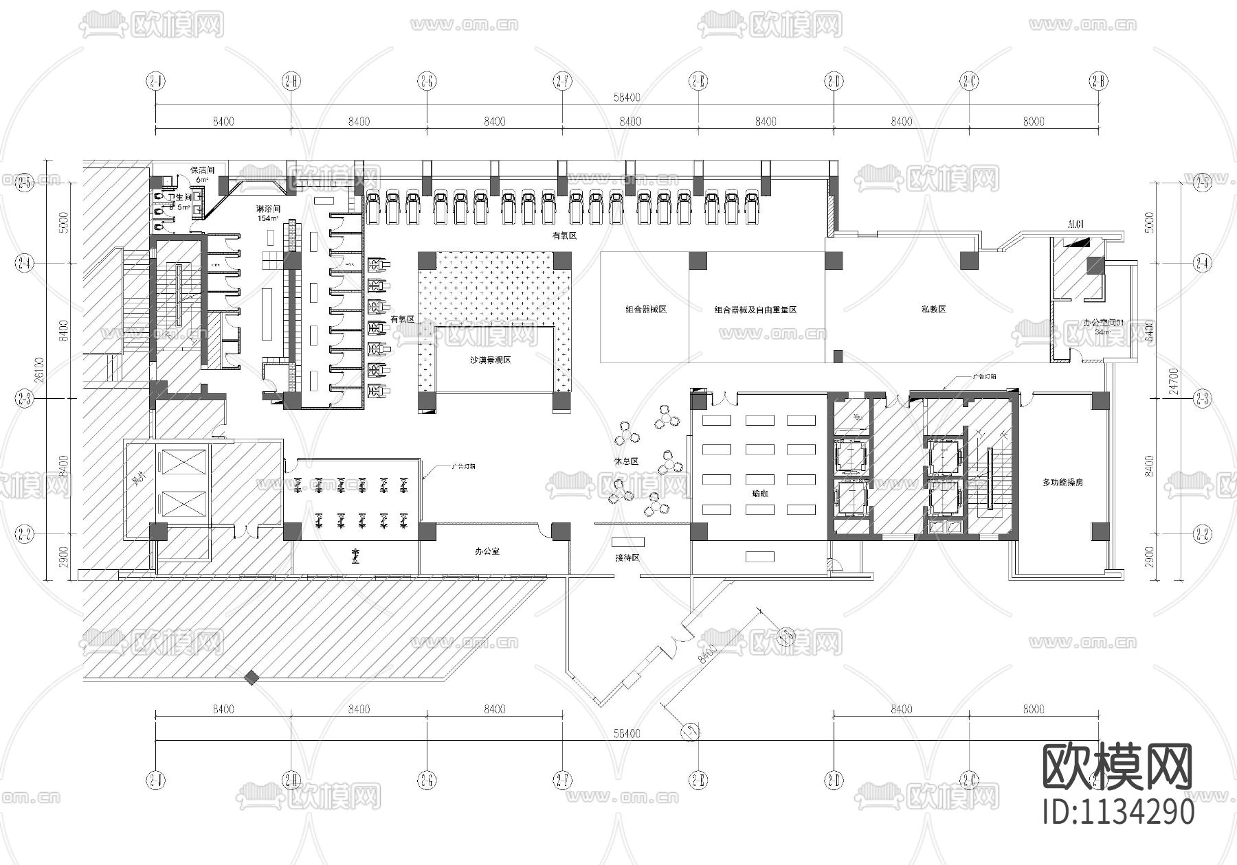 健身房cad施工图下载