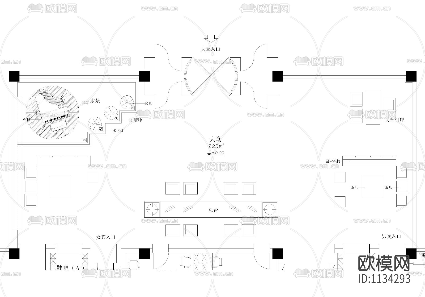 温泉酒店cad施工图下载（渲染图2）
