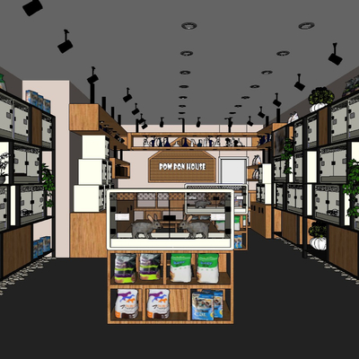  现代宠物店su模型 