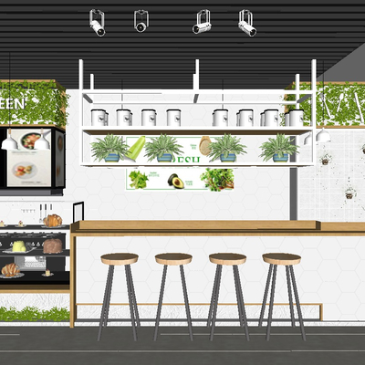  北欧奶茶店su模型 