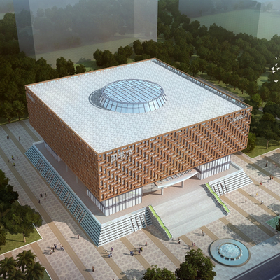 图书馆鸟瞰3d模型