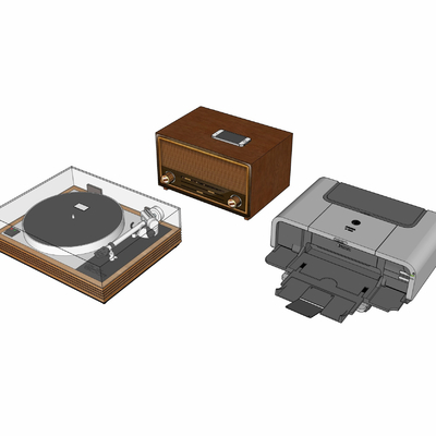  现代音乐盒唱片机su模型 