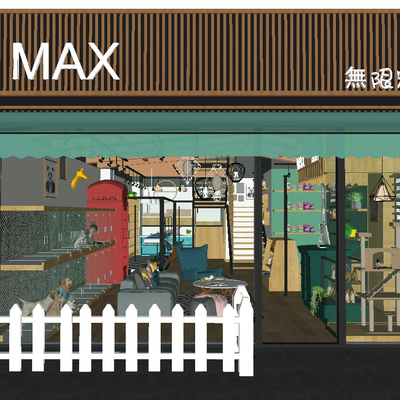  现代宠物店su模型 