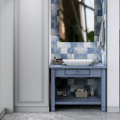  简欧浴室台盆su模型 