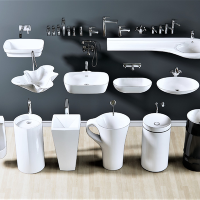  现代立柱台盆水龙头su模型 