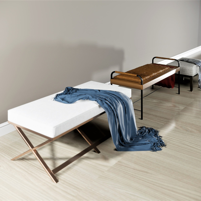  新中式布艺沙发凳脚踏su模型 