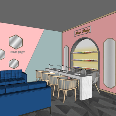  北欧轻奢美甲美睫电su模型 