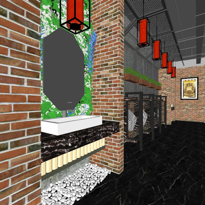  现代公共卫生间su模型 