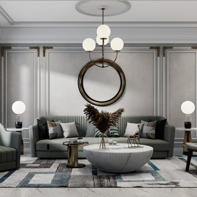 现代轻奢沙发组合su模型