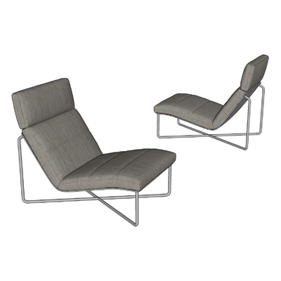  现代布艺休闲躺椅su模型 