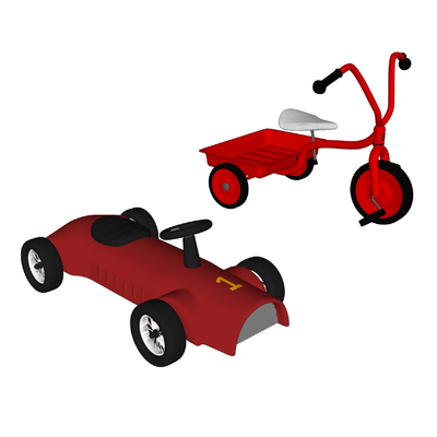  现代玩具车儿童车su模型 