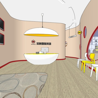  现代幼儿园早教中心su模型 