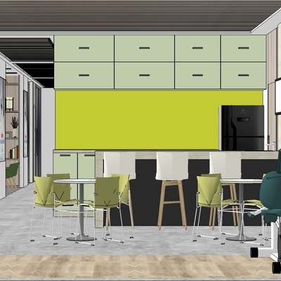  现代茶水间su模型 