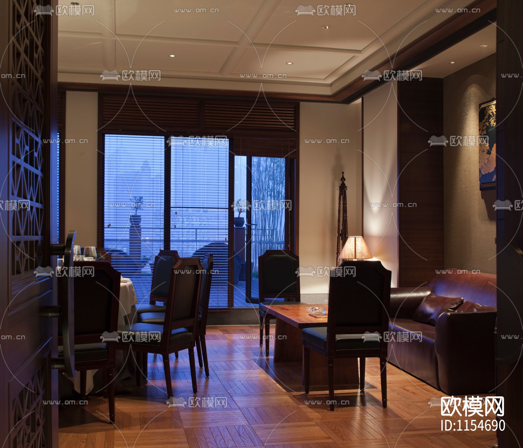 上海新荣记茶餐厅cad施工图下载（渲染图3）