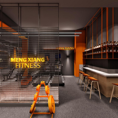  工业风健身房su模型 