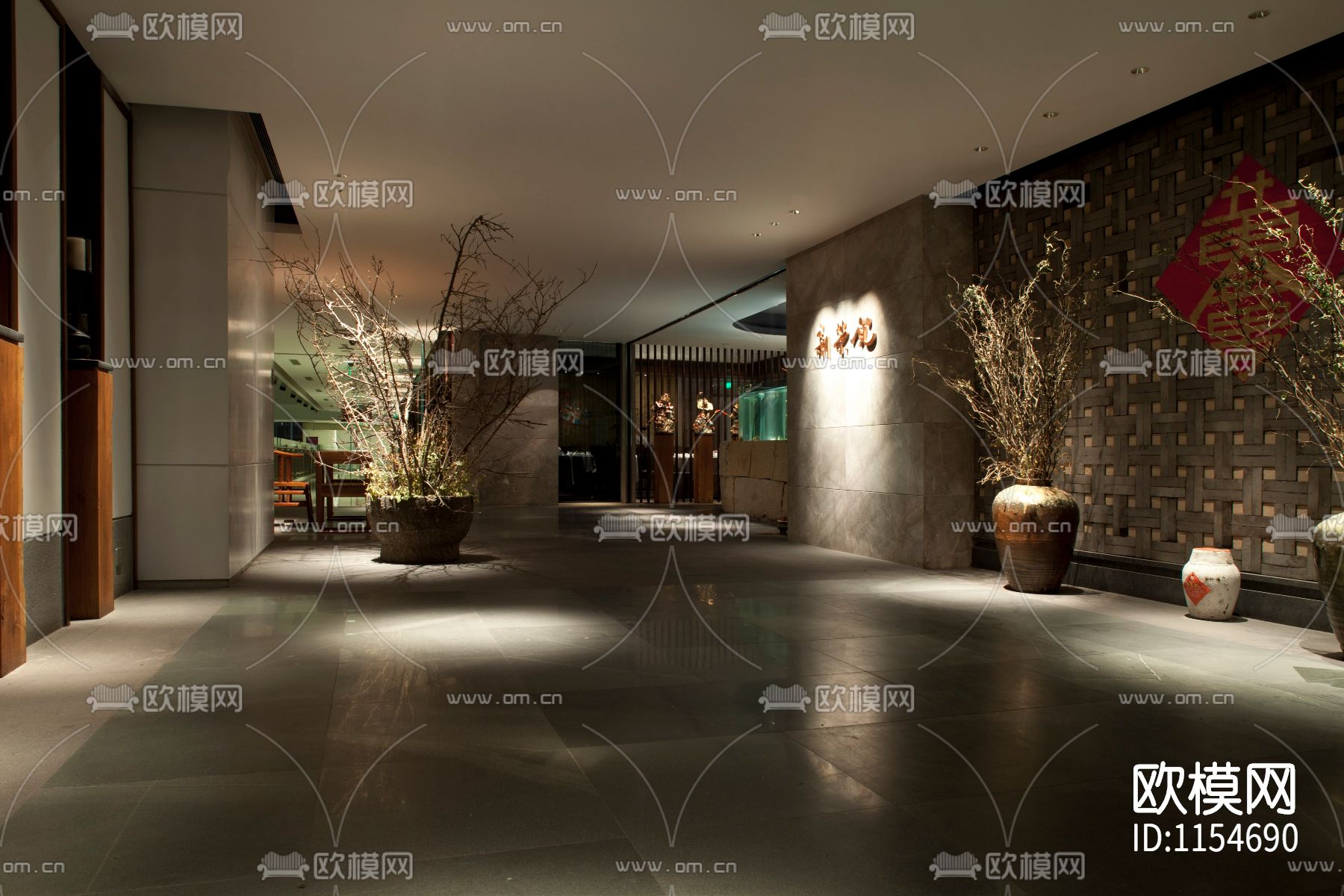 上海新荣记茶餐厅cad施工图下载（渲染图1）