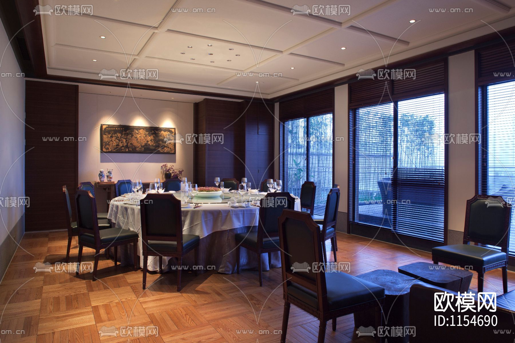 上海新荣记茶餐厅cad施工图下载（渲染图2）