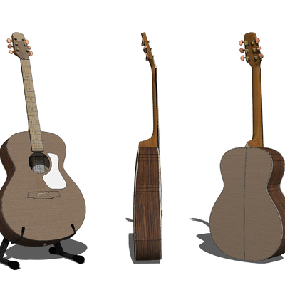  现代吉他乐器su模型 