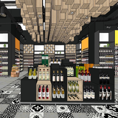  现代商场红酒区su模型 
