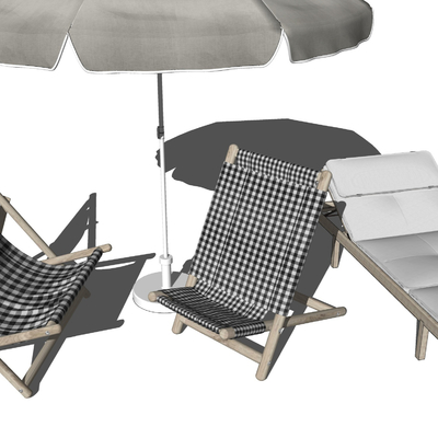  北欧户外沙滩躺椅su模型 