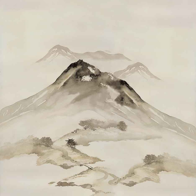 泼墨苍山米黄色