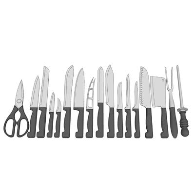  现代厨具刀具su模型 