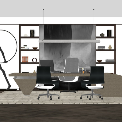  现代经理办公桌椅su模型 