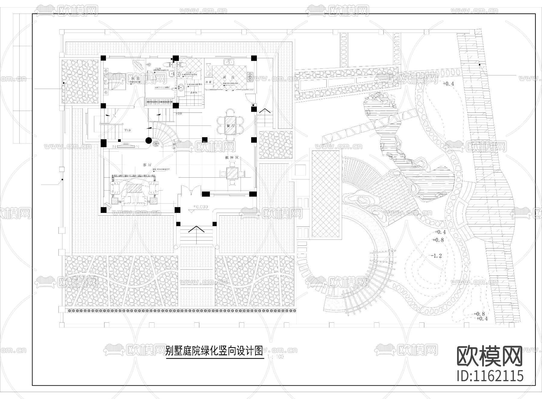 别墅绿化cad施工图下载（渲染图1）