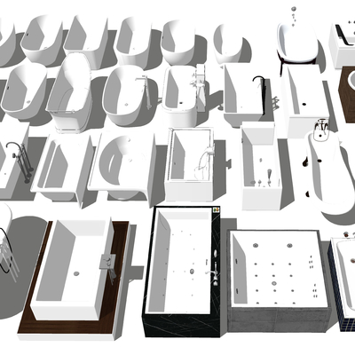  现代陶瓷浴缸su模型 