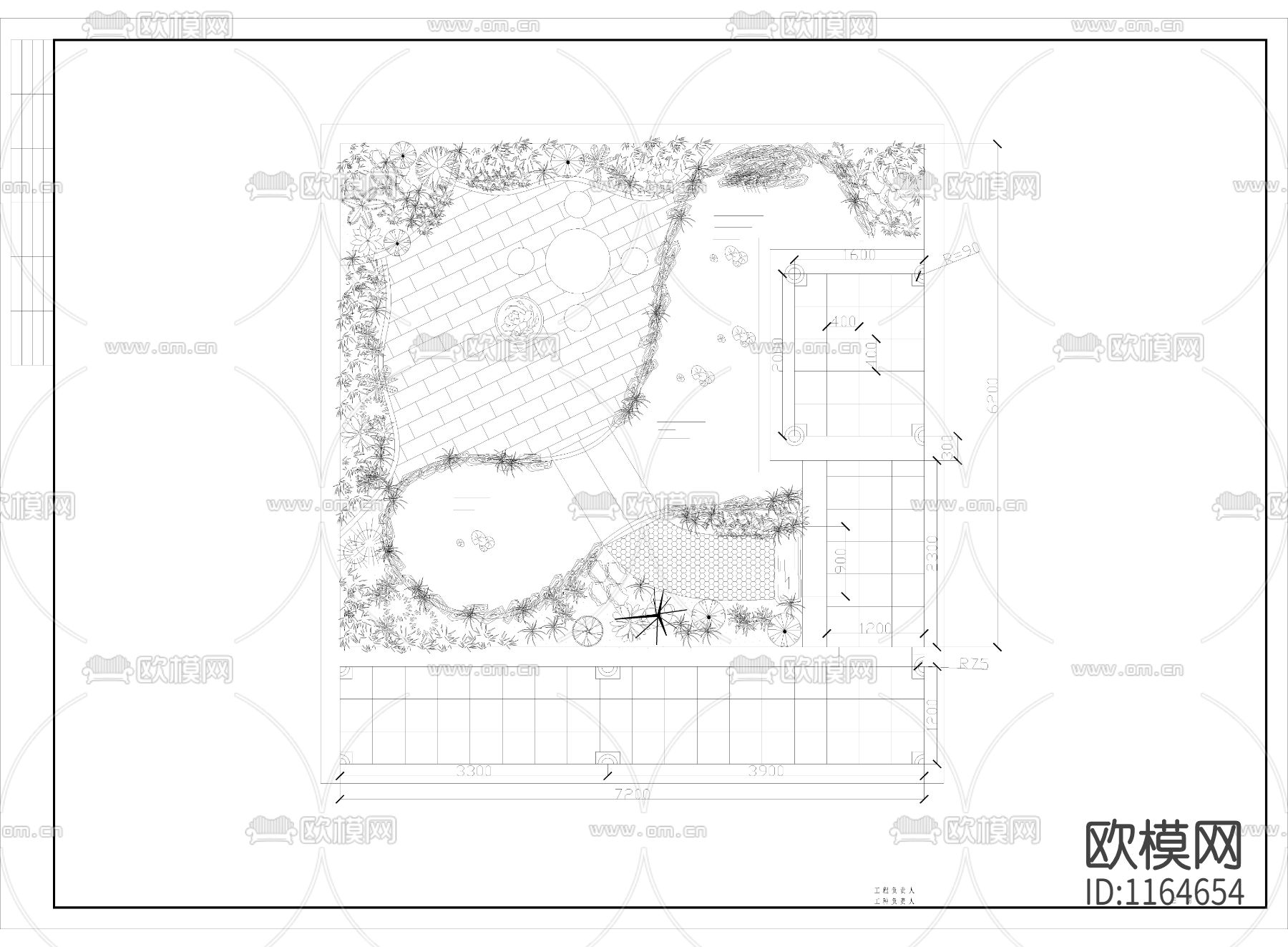 私家花园绿化cad施工图下载