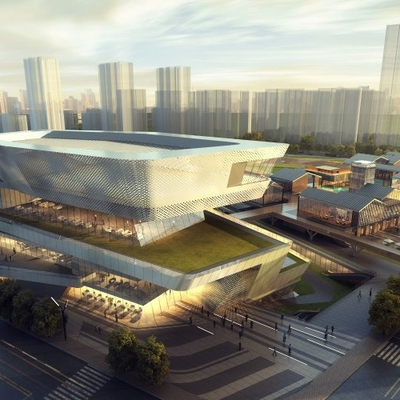  现代商业街建筑景观su模型 