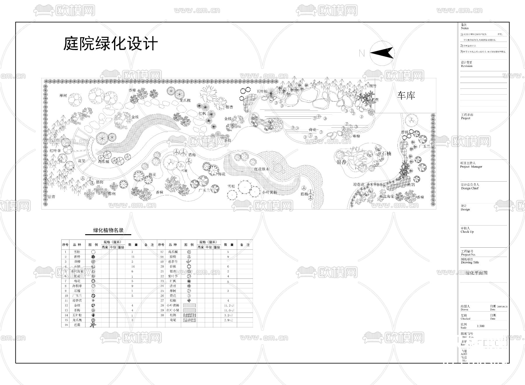 庭院绿化cad施工图下载