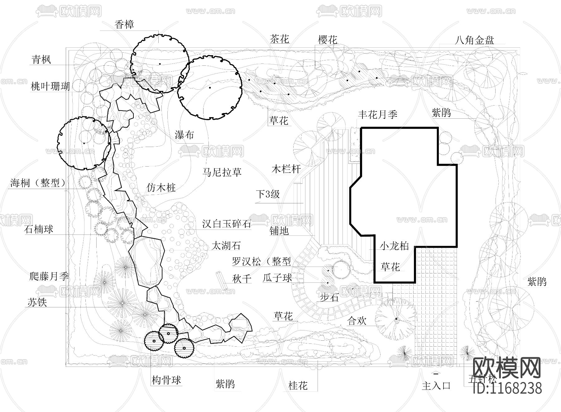 小庭院园林cad施工图下载