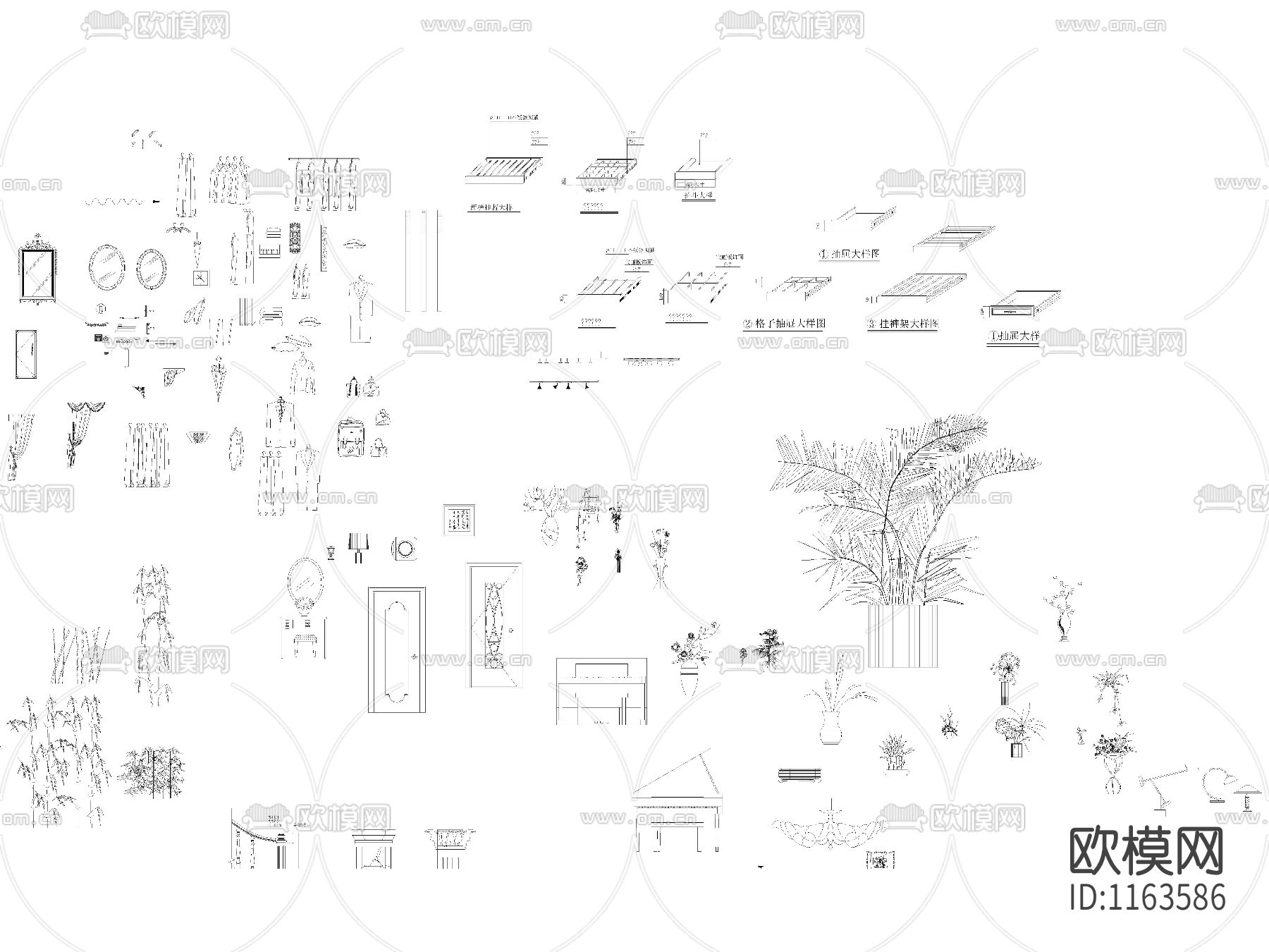 超全装饰品cad立面图库下载（渲染图3）