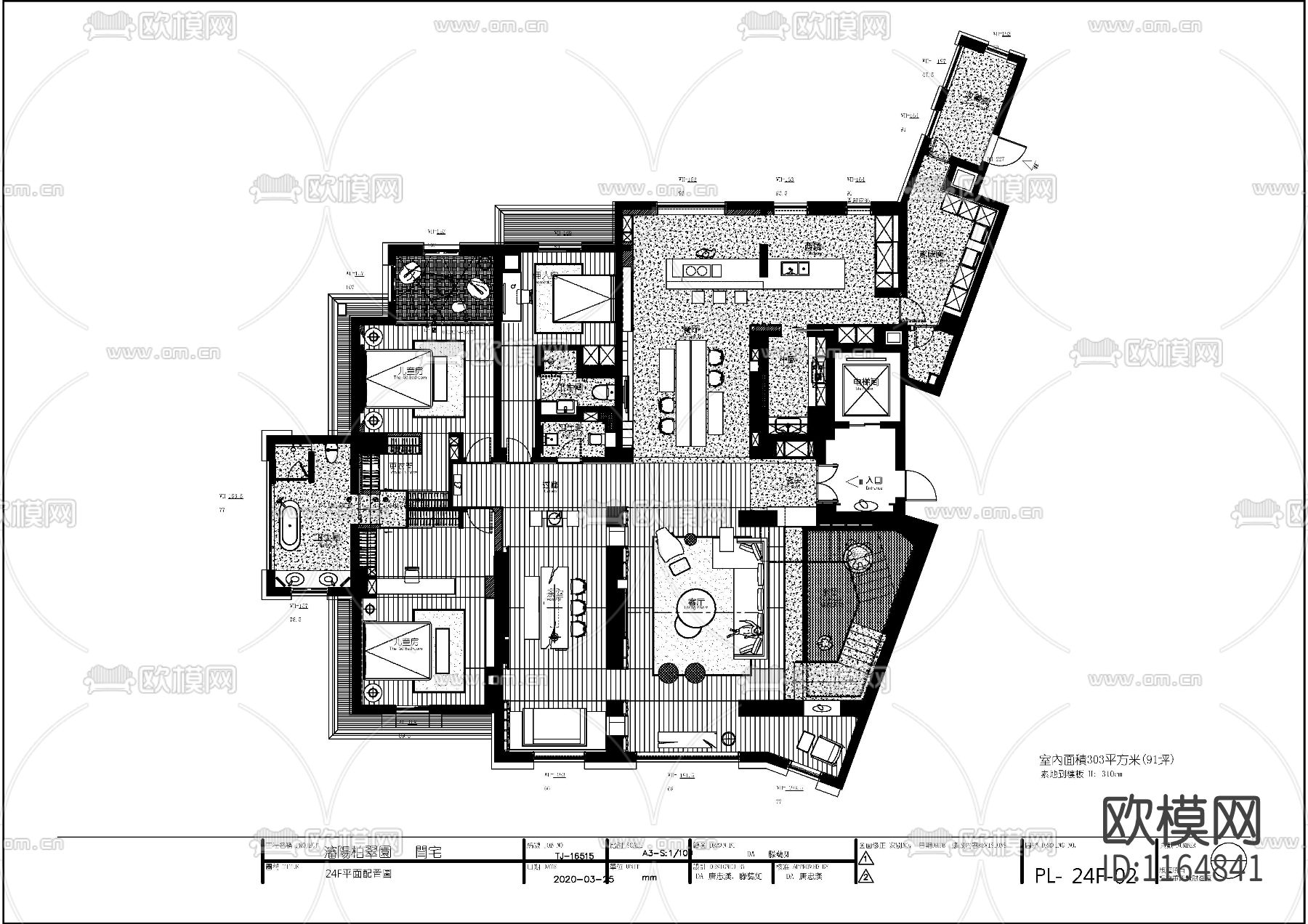 沈阳柏翠园顶层复式家装cad施工图下载（渲染图2）