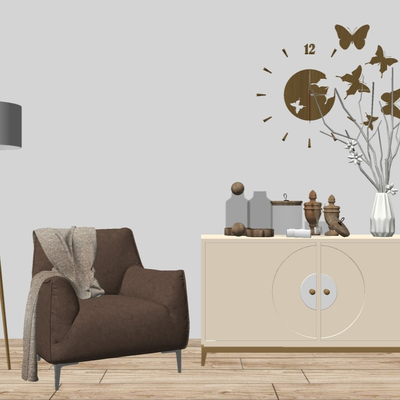  北欧布艺休闲沙发su模型 