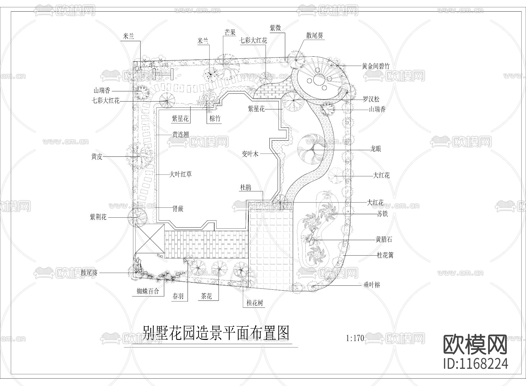 别墅花园造景cad施工图