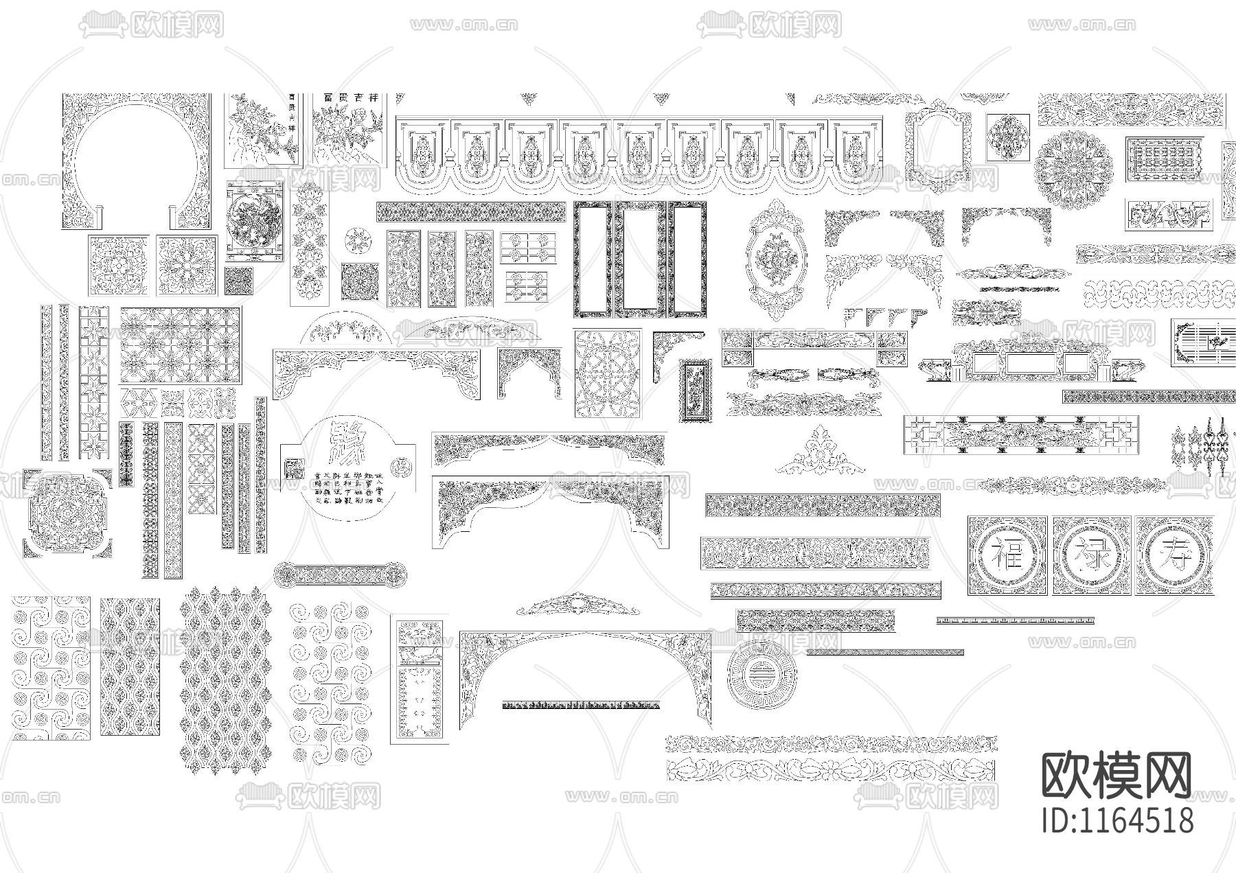 中式雕花cad图库下载（渲染图2）