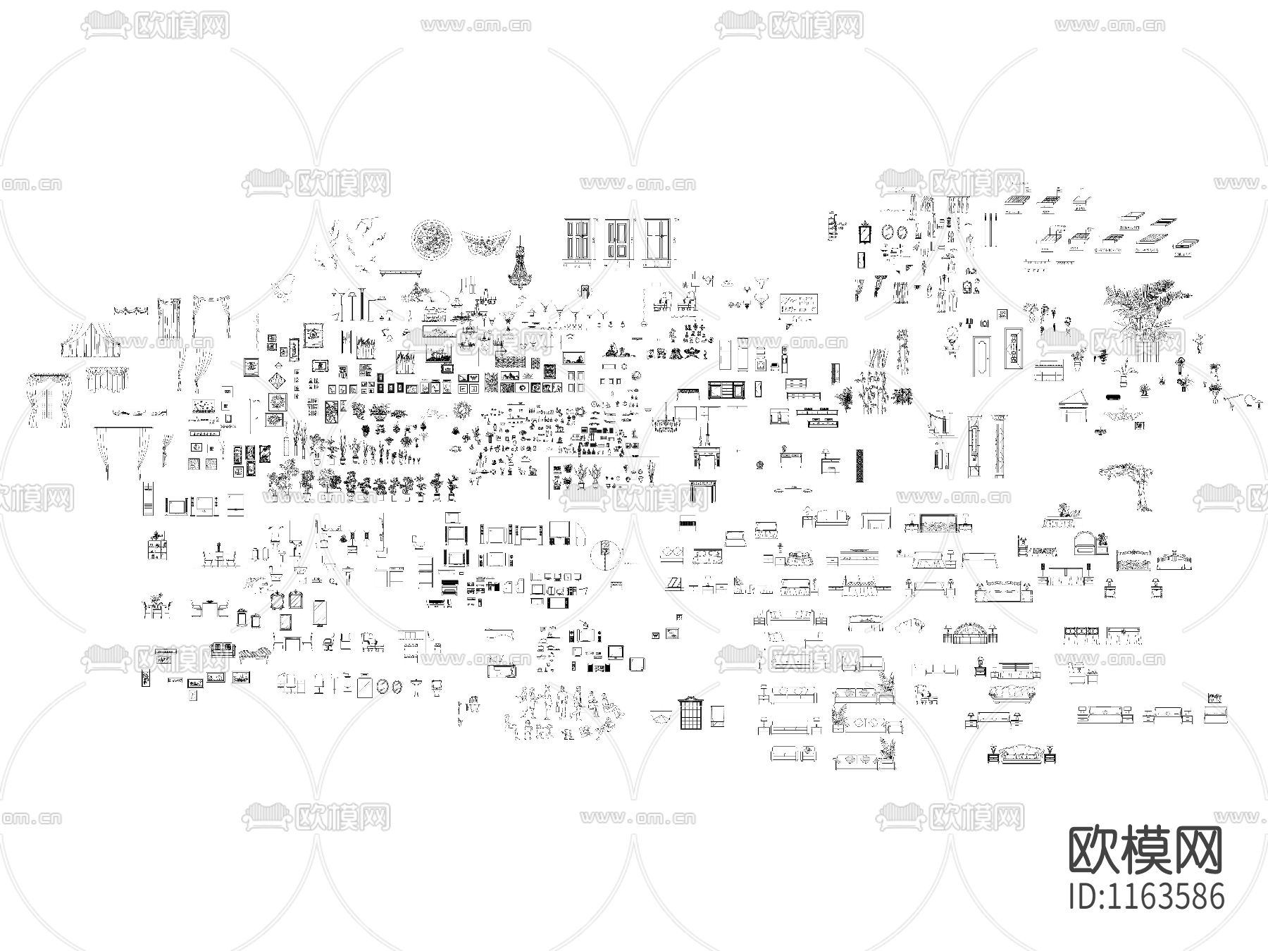超全装饰品cad立面图库下载（渲染图2）
