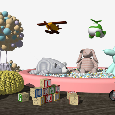  现代儿童玩具气球su模型 