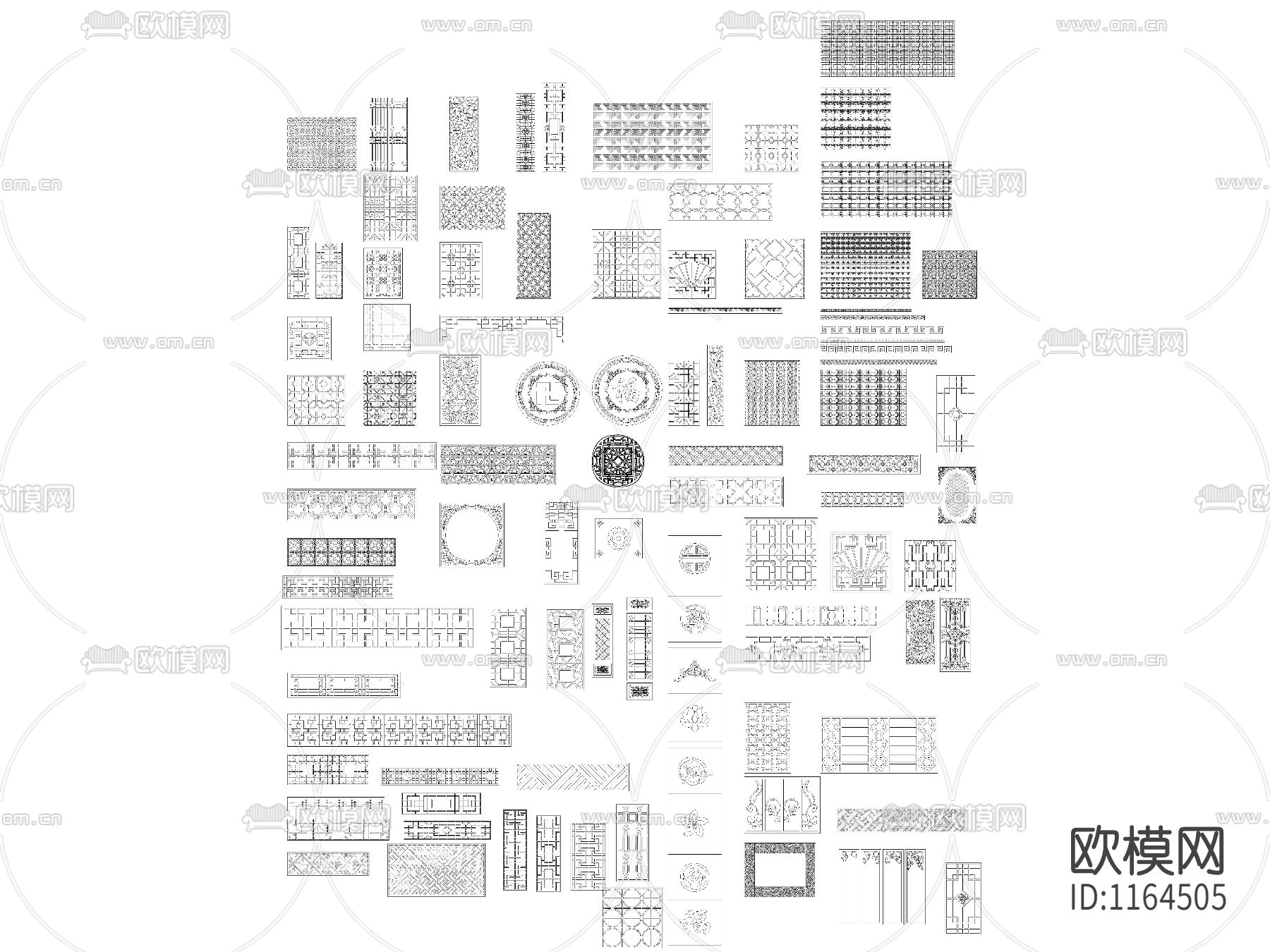 中式镂空雕花cad图库下载（渲染图2）