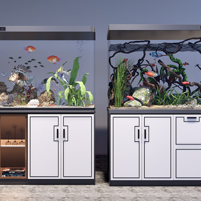  现代鱼缸水族su模型 