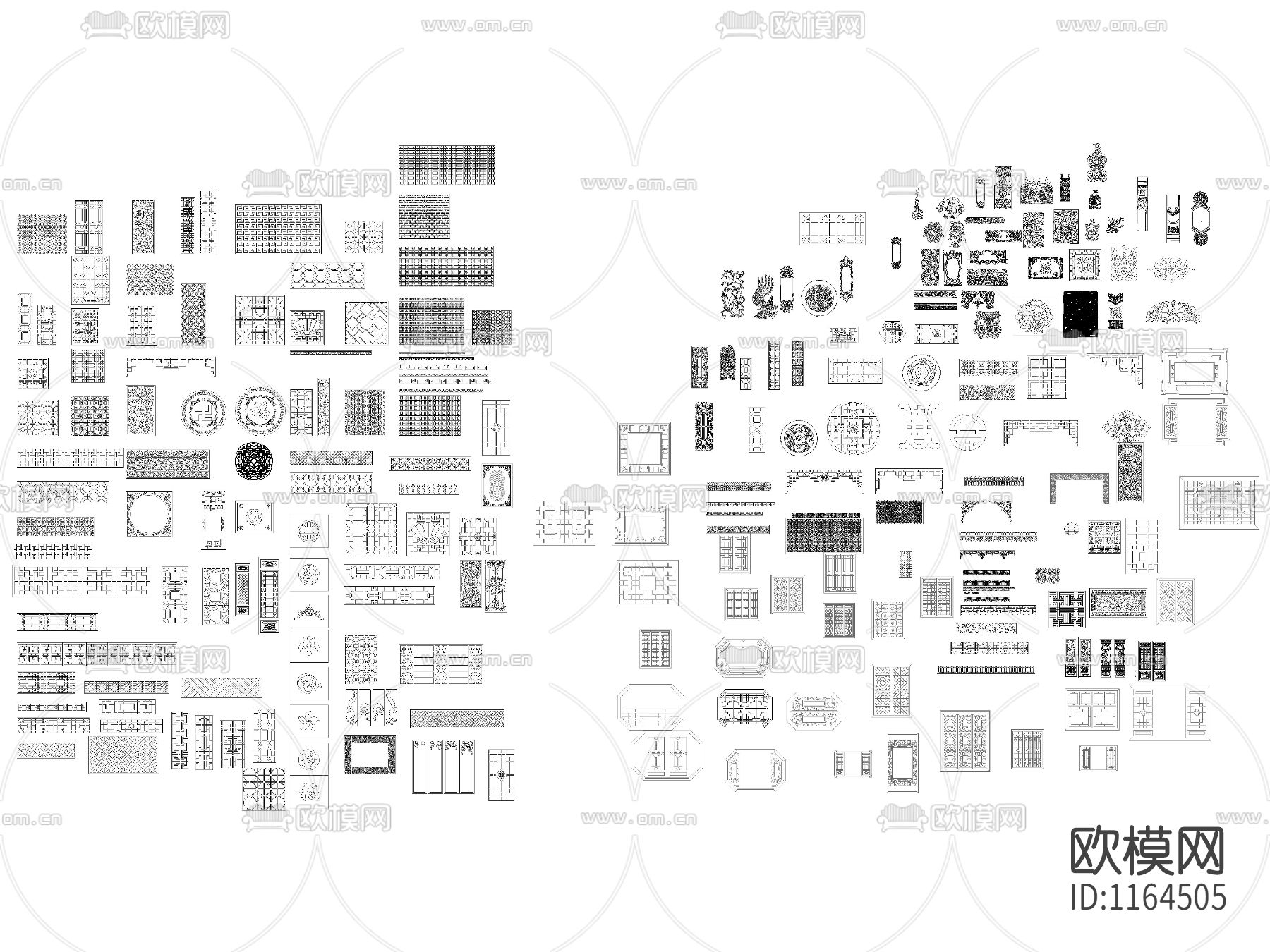 中式镂空雕花cad图库下载（渲染图1）
