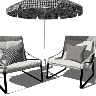  现代户外藤编休闲椅su模型 
